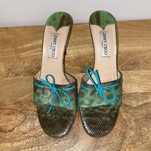 Classic Jimmy Choo Snakeskin Slip on Sandal Size 40 - Vintage!